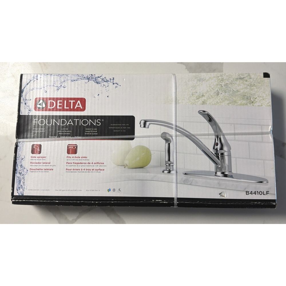 Delta Foundations Single-Handle Kitchen Faucet w/Side Sprayer Stainless B4410LF